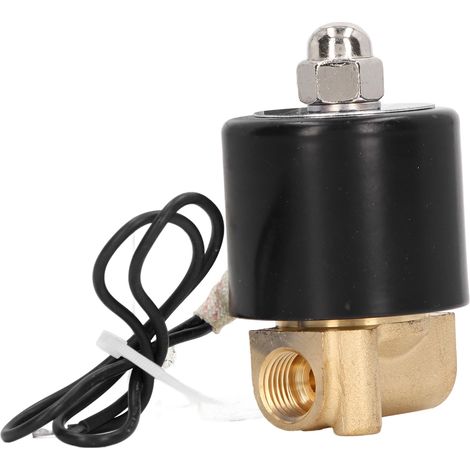 Électrovanne laiton normalement fermée 2W, valve eau/air, bobine tout cuivre, modèle 2W025-08, 2 points, tension DC24V (1/5)