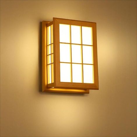 Japanische Wandleuchte aus Massivholz – Nachttischlampe für Schlafzimmer und Hotel – Wanddose A+ (1/5)