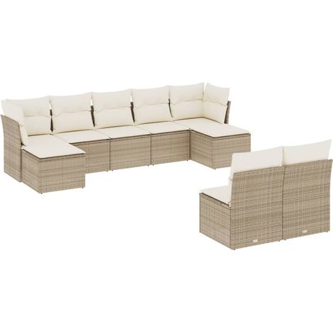 Maison Exclusive - Set de sofás de jardín 9 pzas con cojines ratá (1/3)