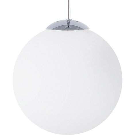 Lampe Suspension Boule 27 cm en Verre Blanc E27 40W Design Intemporel et Universel pour Intérieurs Modernes Scandinaves et Vintage Beliani
