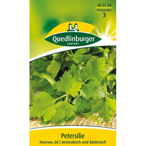 Quedlinburger Saatgut – Persil « Festival 68 » – Graines d'herbes aromatiques, bisannuel, hauteur env. 80 cm (1/2)