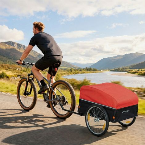 Remorque porte-vélos de 170 litres avec attelage, bâche, pneus pneumatiques à démontage rapide de 51 cm, charge maximale de 40 kg (1/5)