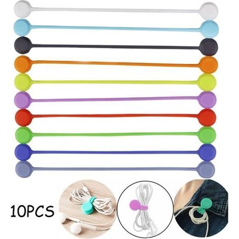 HONORNIC - Attaches de Câble Magnétiques - Clips de Câble en Silicone - 10pcs (1/4)