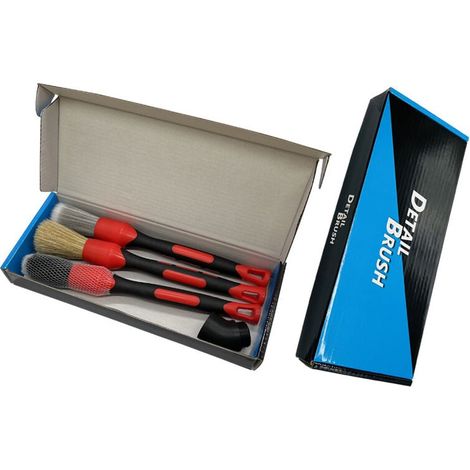 Brosse de détail de voiture. brosse de nettoyage de voiture. ensemble de 3 pièces. soie aiguisée en poils de porc en boîte. soie PP à poils doux (1/4)