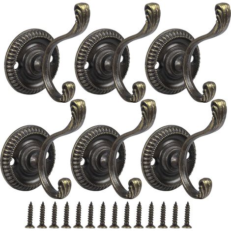 6 ganchos metálicos retro color cobre, con tornillos, para toallas, llaves o bolsos, para uso en varias habitaciones.