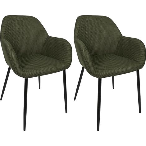 Lot de 2 fauteuils de table en tissu texturé maille 3D kaki - ELECTRON (1/5)