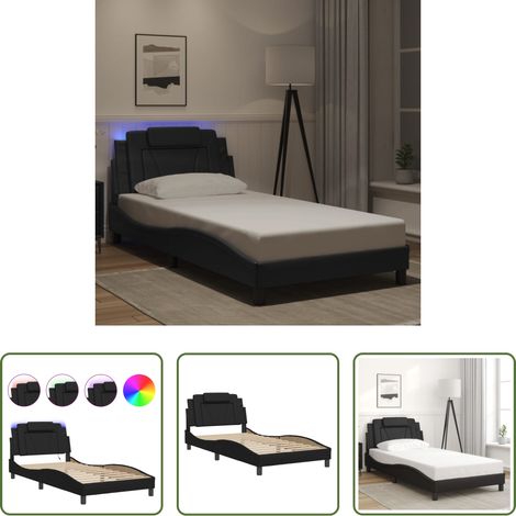 LED-Leuchten - Bettgestell "Viana" mit LED ohne Matratze Schwarz 100x200 cm (1/5)