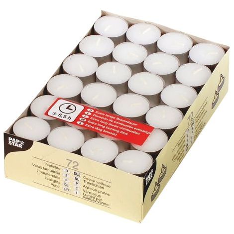 CAJA 72 VELAS DE TE PAPSTAR 3.9CM BLANCO