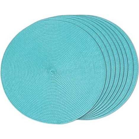 Manteles individuales trenzados lavables y antideslizantes, 38,1 cm, juego de 8, color turquesa.