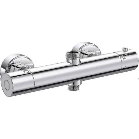 Mitigeur thermostatique de douche à 2 sorties, robinet en laiton avec filetage haut G3/4 BSP et sortie basse G1/2 BSP.-AquaForge (1/5)