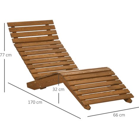 Transat, chaise longue de jardin, transat relaxant pour piscine ou balcon, jusqu'à 120 kg, en teck massif, 66 x 170 x 77 cm