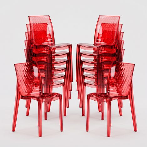 18 Sedie Hypnotic Grand Soleil trasparenti offerta stock Bar Ristorante - Trasparente Rosso (1/5)