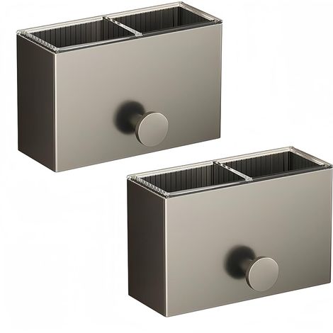 Lot de 2 supports adhésifs pour brosse à dents sans perçage  Support de rangement mural étanche pour salle de bain et cuisine (1/5)