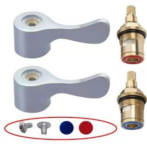 CCYKXA 4-teiliger Keramik-Wasserhahnkopf mit Metallhebel, Keramikkartusche, Mischbatterie, 1/2, 20 Kerben, Keramikscheibenkopf für Warm- und Kaltwasserhahn, universeller Ersatz