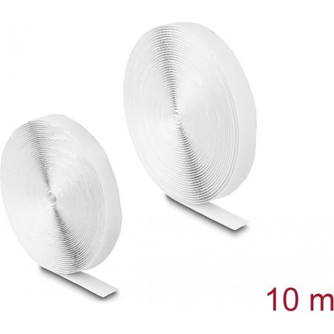 Delock Cinta de gancho y lazo autoadhesiva LA 10 m x AN 20 mm blanco