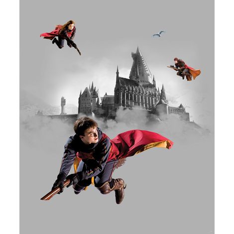 papier peint panoramique Harry Potter Poudlard gris et rouge  - Sanders & Sanders (1/3)