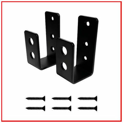 Lot de 2 supports de porte en acier robuste pour porte de 2 x 4, barre de sécurité en forme de U - noire