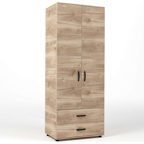 Kit Armadio 2 Ante + 2 Cassetti 80X52X205 Cm Rovere M. K358