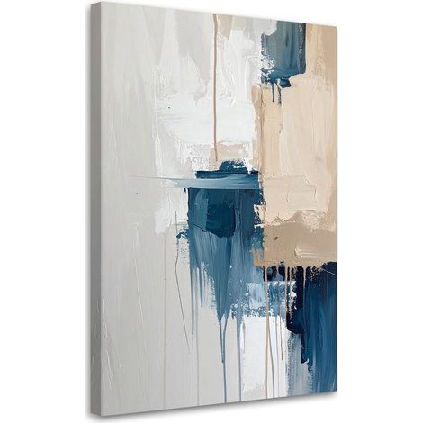 Tabelau sur Toile, Abstraction beige et bleue,20x30 (1/4)