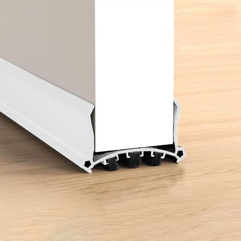 96cm White Door Bottom Seal, Self-Adhesive Door Draft Excluder, Soundproof Door Seal, for 3.5-5.5cm Thick Door and 0.3-2cm Bottom Gap, (White) (1/5)