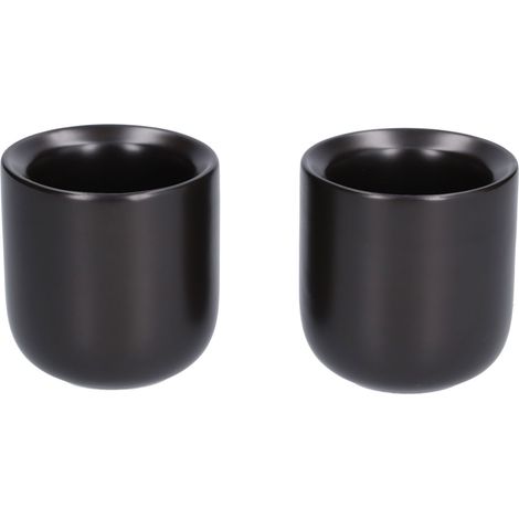 2er-Set Bevel Keramik-Kaffeebecher, 100 ml, dickwandig, handgefertigt, matt schwarz, für Zuhause, Büro, Restaurant (1/5)