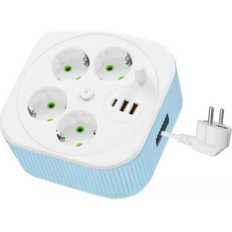 Adaptador de viaje USB，con puerto de carga USB，regleta para dormitorio，con puertos USB，regleta para oficina，gris (1/5)