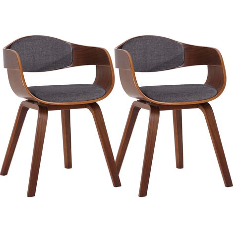Lot de 2 chaises de salle à manger design scandinave en tissu gris clair et structure en bois foncé 100001728