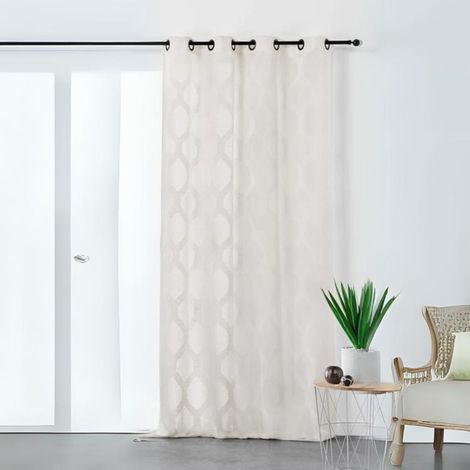 Voilage à motifs géométriques verticaux Ecru 140x250 cm (1/2)