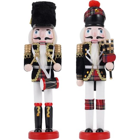Nussknacker-Soldat, handgefertigtes Holzdesign, Weihnachtsdekorationsset, 2Stück (1/2)