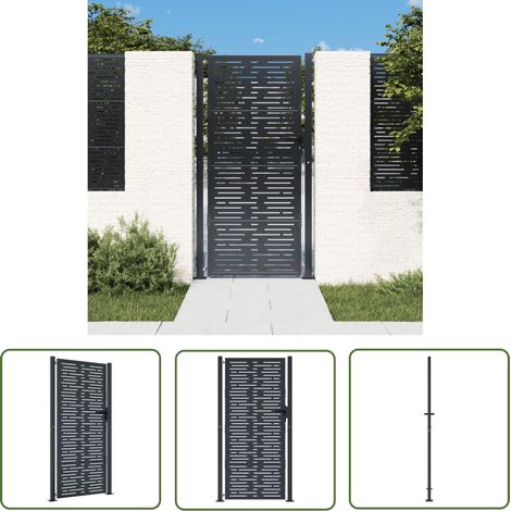 The Living Store Gartentor Anthrazit 105x180 cm Stahl Quadratisches Design - Gartentor - Stahltür - Zaun - Terrassentür - Einfahrtstor (1/5)