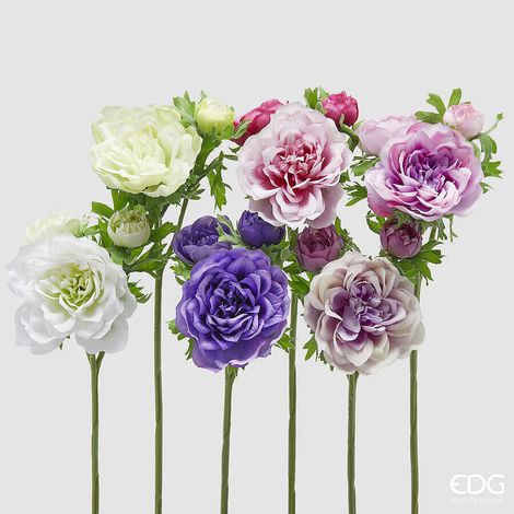 EDG Enzo De Gasperi Anemone Ramo con Bocciolo Ass. H 45 Cm Pianta Artificiale Multicolor 1 Pz