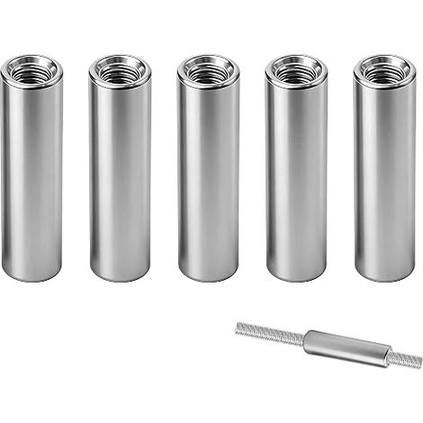 Set von 5 runden Gewindemuffen (manchons filetés ronds) M5 x 30 mm aus Edelstahl 304 V2A,präzises Innengewinde,korrosionsbeständig, ideal für Bolzen-,Stift- und Schraubenmontage (1/5)