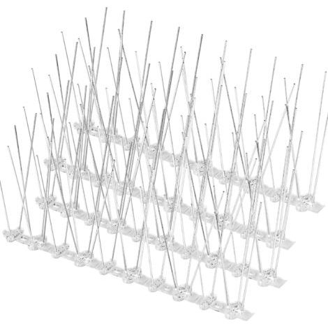 Sollbry Lot de 10 pointes anti-oiseaux pour l'extérieur, pointes de pigeon avec base en plastique pour petits oiseaux, pigeons, corbeaux et pics, pour la clôture, le toit et le balcon (1/4)