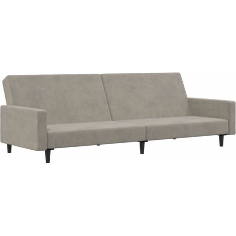 Canapé-lit,Canapé convertible à 2 places gris clair velours CFW66152 (1/5)