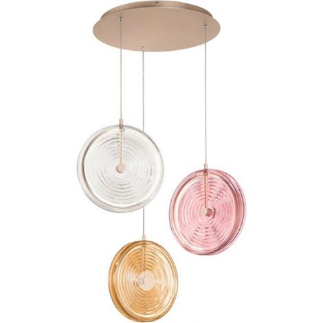 Lustre avec 3 lumières suspendues en verre et métal multicolore Jokey XL (1/3)