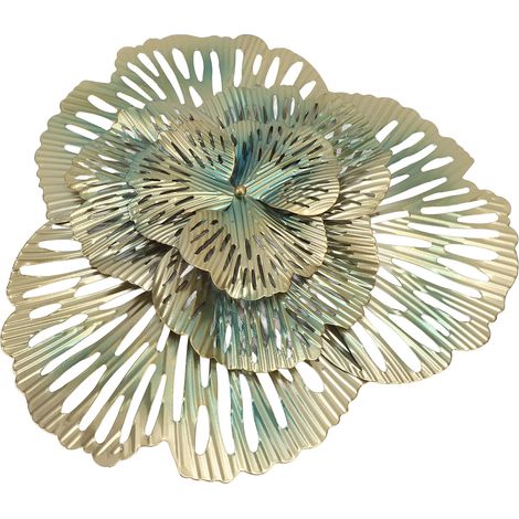Décoration murale en métal, sculpture murale triangulaire moderne et élégante en fer représentant une fleur de ginkgo en 3D, idéale pour le salon, la chambre ou le hall d'entrée (Type A).