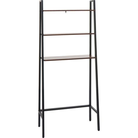 Scaffale da parete 3 ripiani portaoggetti lavatrice bagno HHG-696 155x64x25cm ferro verniciato legno scuro