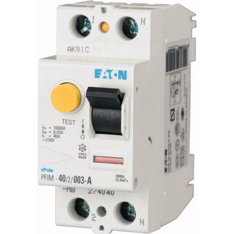 Moeller eaton pfim-25/2/003-a interruttore differenziale puro 2p 25a 0,03a 235424