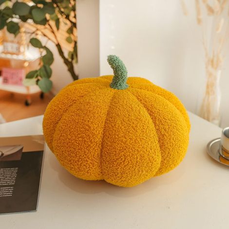 Coussin citrouille d'Halloween, peluche citrouille douce, coussin décoratif pour canapé (jaune) (1/5)