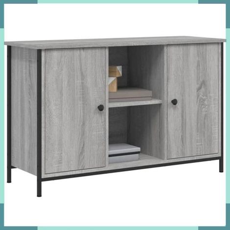Meuble TV - 832781 - Sonoma gris - 100 x 35 x 65 cm - Bois d'ingénierie et fer (1/5)