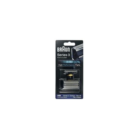 Pièce de rechange Braun 31B pour rasoir électrique, compatible avec les rasoirs de la série 3 (anciennes générations, séries 5000/6000), Contour, Flex XP et Flex Integral, noir.