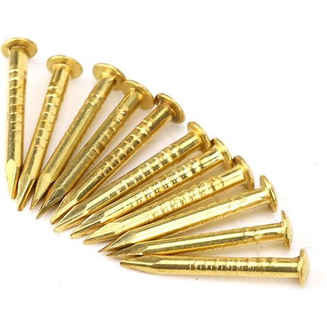 100 Clous Tête Ronde en Laiton, Quincaillerie pour Meubles et Charnières, 10mm/15mm/18mm/22mm, Longueur 15mm (1/5)