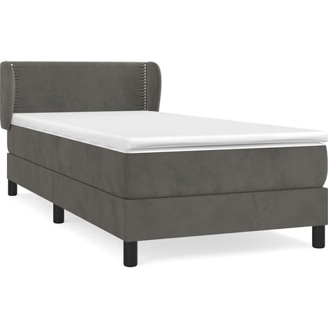 Maison Exclusive - Sommier à lattes de lit et matelas Gris foncé 90x190 cm Velours (1/5)