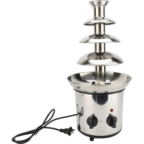 Fontaine chocolat électrique 4 niveaux machine fondue fête inox fonctionnement silencieux contrôle température réglable (1/5)
