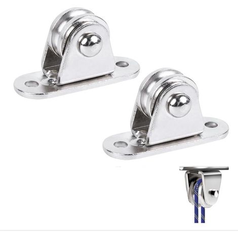 Lot de 2 poulies de renvoi pour cordes, poulies de déviation, poulie avec roulement duplex, poulie avec roulements à billes (1/5)