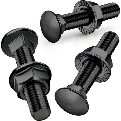 25PCS, Boulons d'entraîneur Boulons de transport Boulon d'entraîneur 304 en acier inoxydable Oxyde noir avec écrous hexagonaux de bride DIN 6923, M5 x 50MM