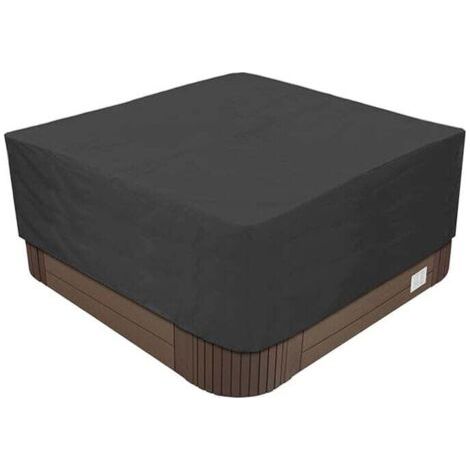 Housse pour Bain à Remous de Jardin, Bache de Protection pour Spa en Tissu Oxford 210D Imperméable Anti-poussière Anti-UV, Plusieurs Tailles au Choix,Noir,220x220x85cm (1/4)