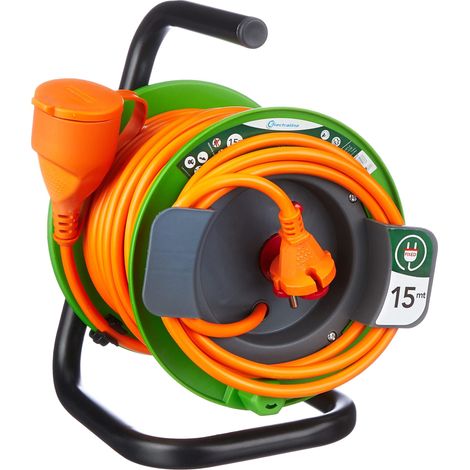 Electraline 208617-Avvolgicavo da giardino, 15 m, colore: verde (1/5)