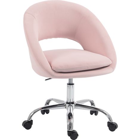 Velvet Desk Chair, Height Adjustable, 60 x 59 x 89 cm, Pink (1/5)