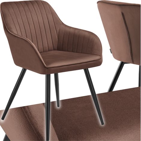 Tectake – Chaise de salle à manger en velours matelassée – Rembourrage haute densité – Design ergonomique – Pieds en acier antidérapants – Dimensions 58x62x82cm (1/5)